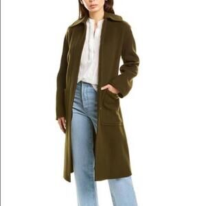 Vince Olive Green Patch Pocket Wool-Blend Coat Size XS